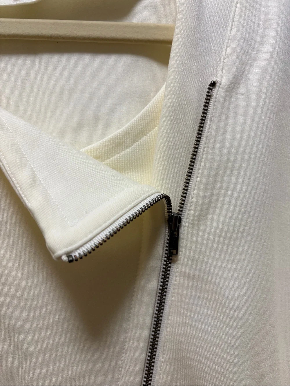 Eileen Fisher Ivory Flex Tencel Ponte asymmetrical zip Jacket Moto Minimalist XL